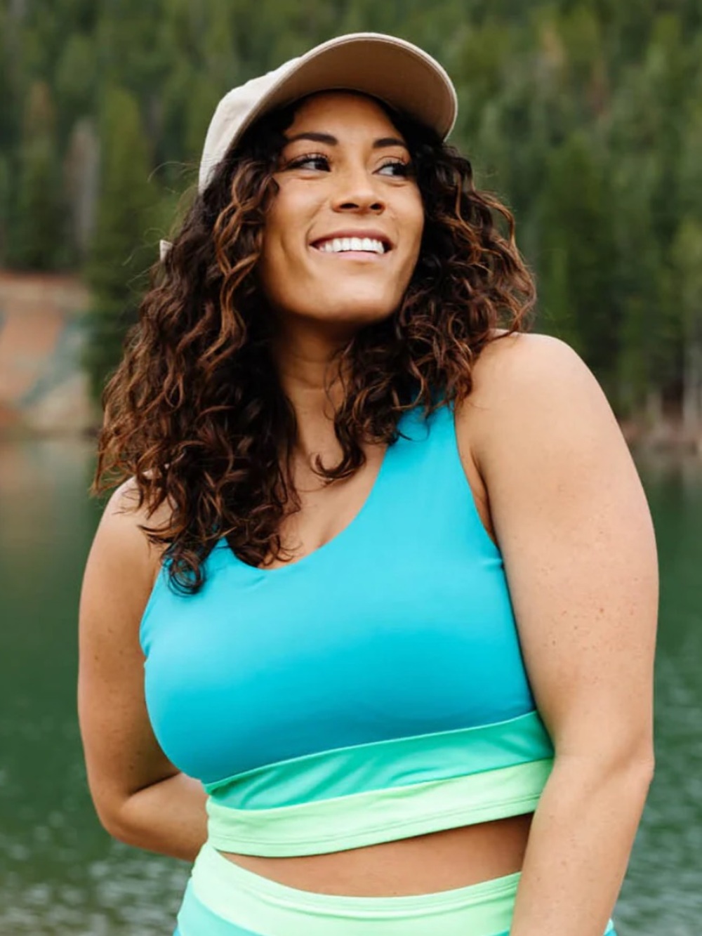 Kiava Teal Ombre Crop Top - Gym to Swim